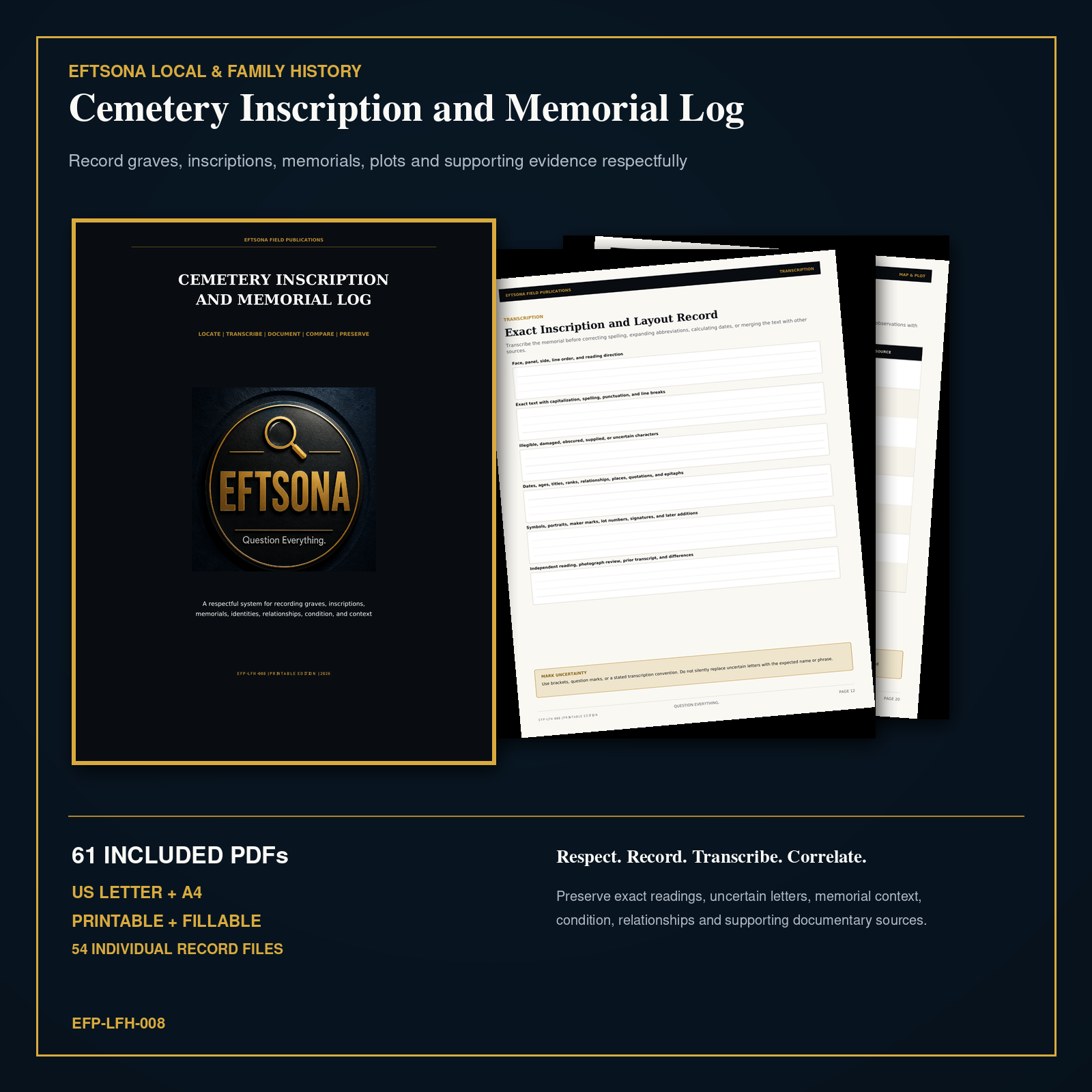 Eftsona Cemetery Inscription and Memorial Log
